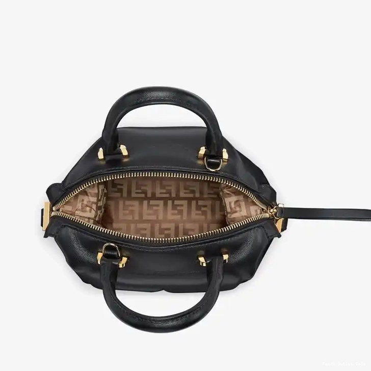 Affordable In Fendi Black Bag FF Cube Leather Mini Nappa 0627